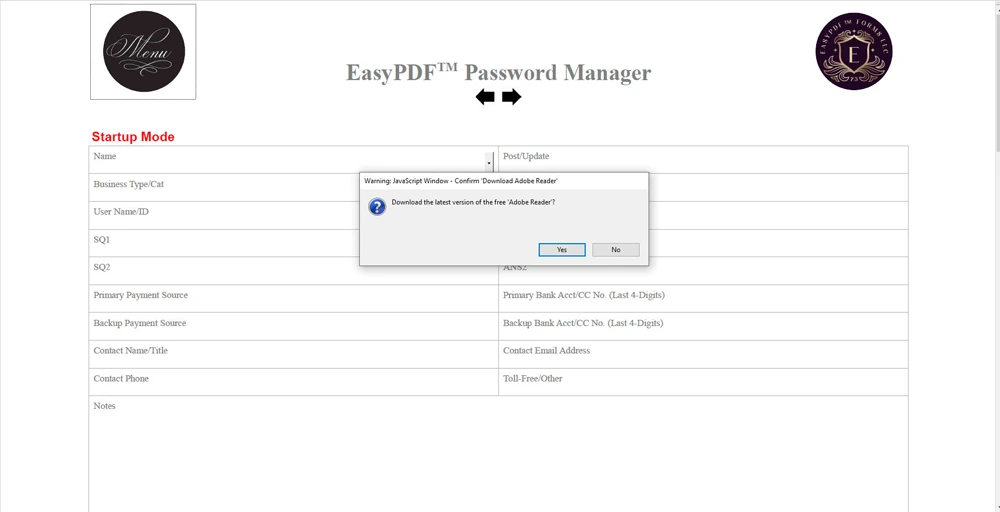 EasyPDF™ Password Manager Download Adobe Reader