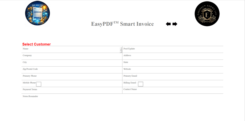 EasyPDF™ Smart Invoice - Select/Add Customer